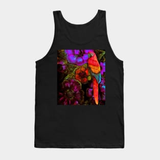 CORAL AND MAGENTA  TROPICAL PARROT DRAWING ART COLLAGE POSTER Tank Top